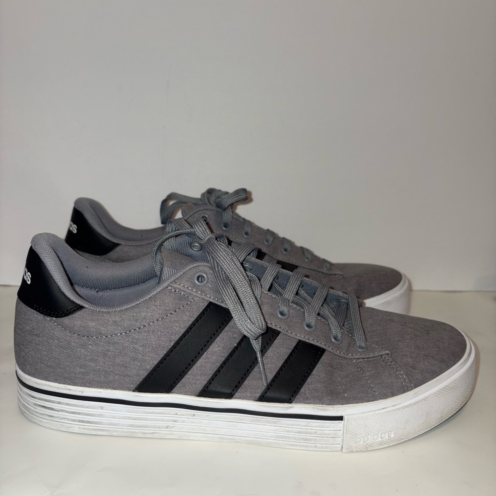 Adidas Gray Sneakers with Black Three Stripes